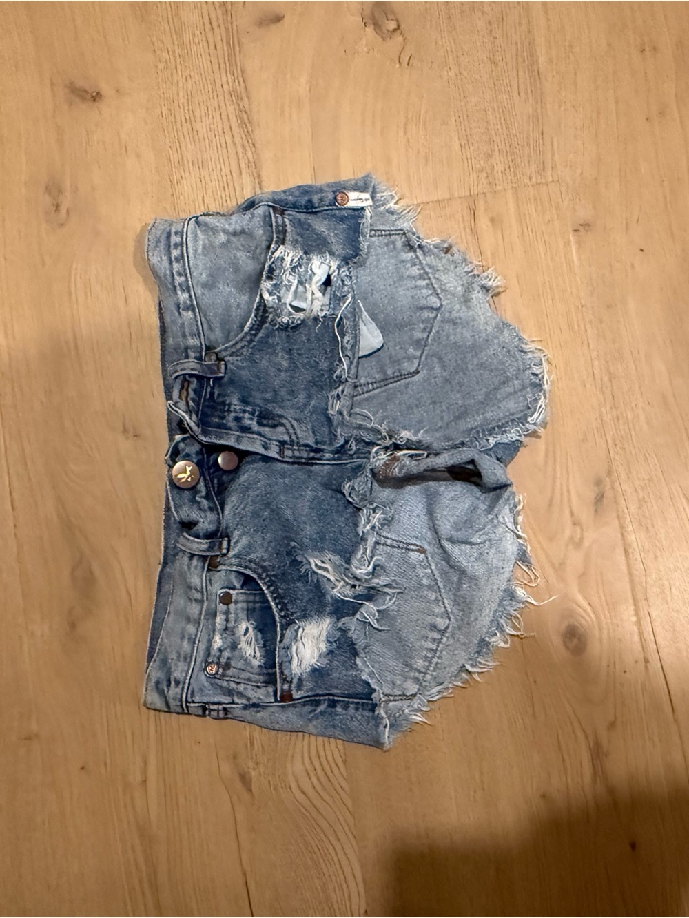 One Teaspoon Light Blue Distressed Denim Shorts